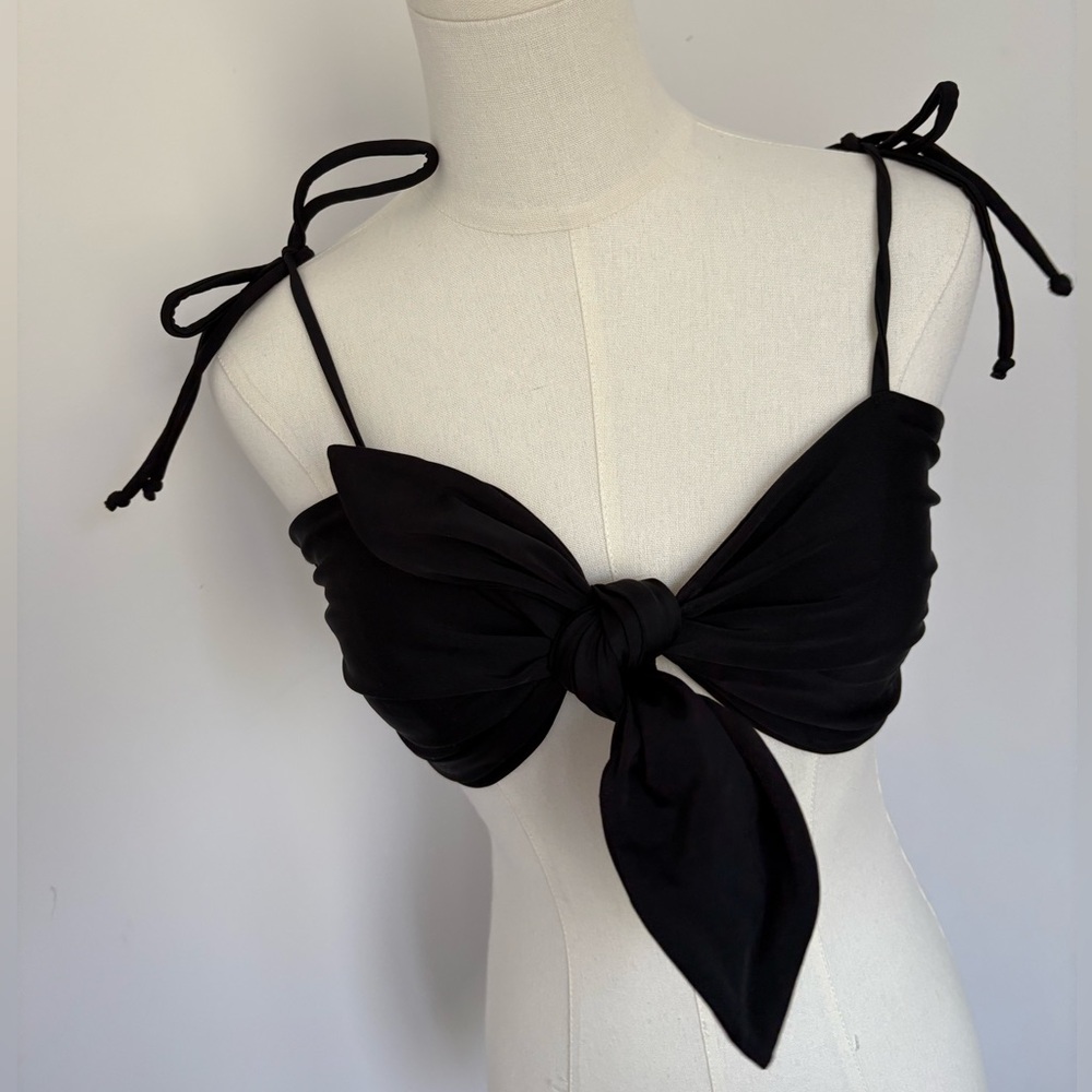 Showpo Black Tie-Front Bikini Top